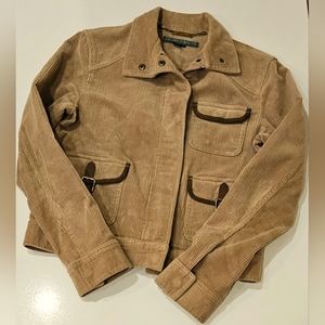 Lauren Jeans Co. Ralph Lauren Women Corduroy Jacket Long Sleeve Tan Brown Sz S